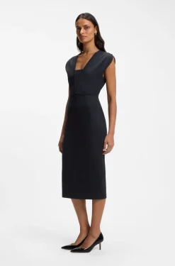 Bodycon dress with grosgrain trims