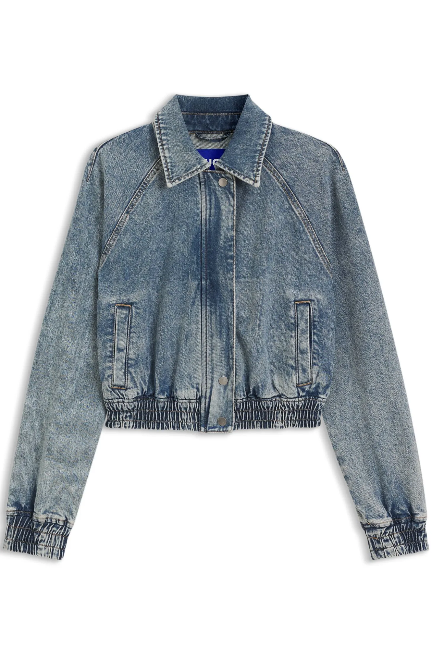 Bomber jacket in blue stretch denim