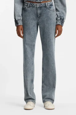 Boot-cut jeans in blue stretch denim