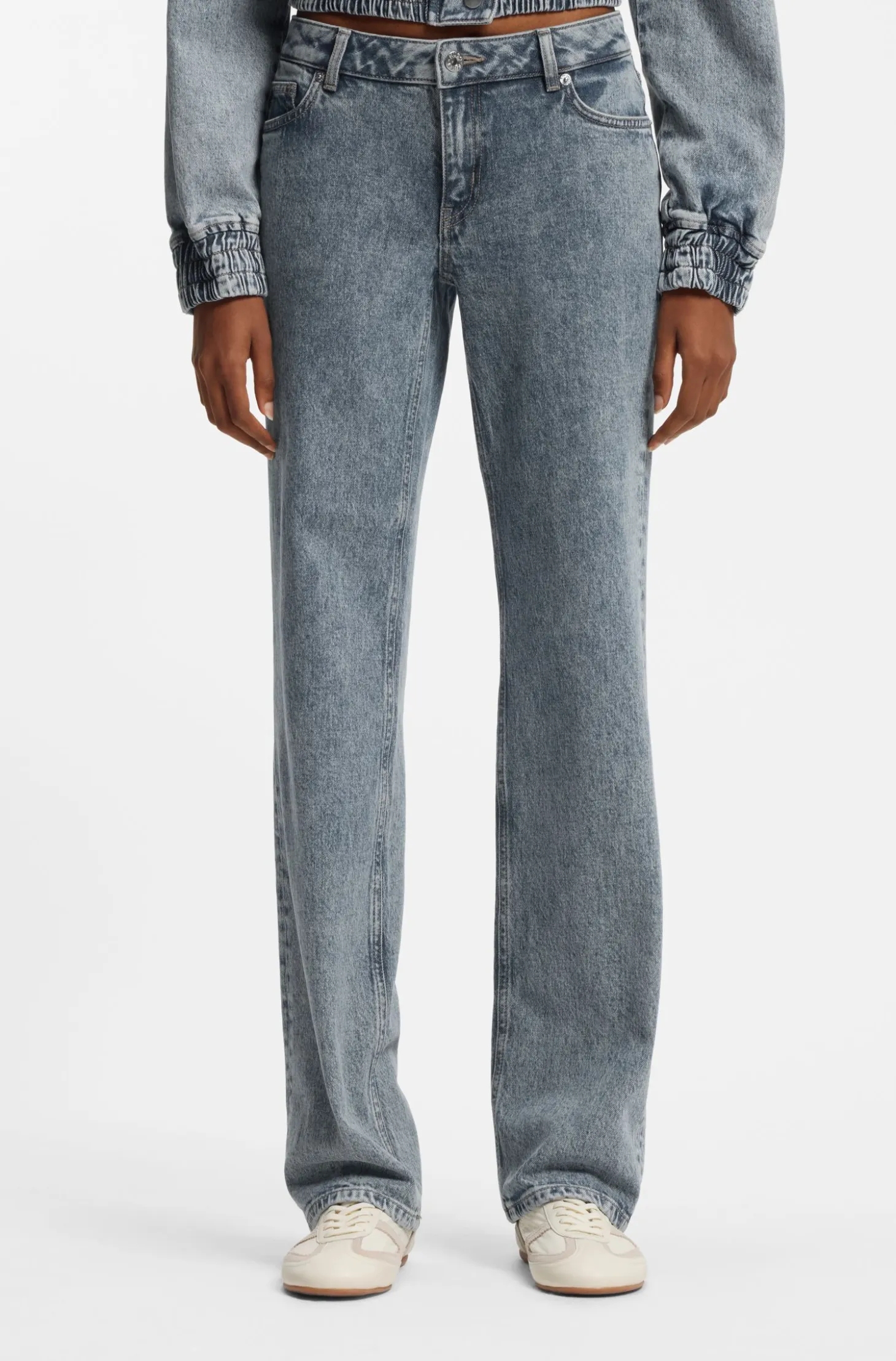 Boot-cut jeans in blue stretch denim