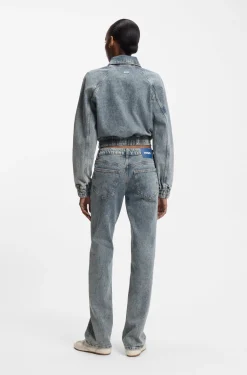 Boot-cut jeans in blue stretch denim