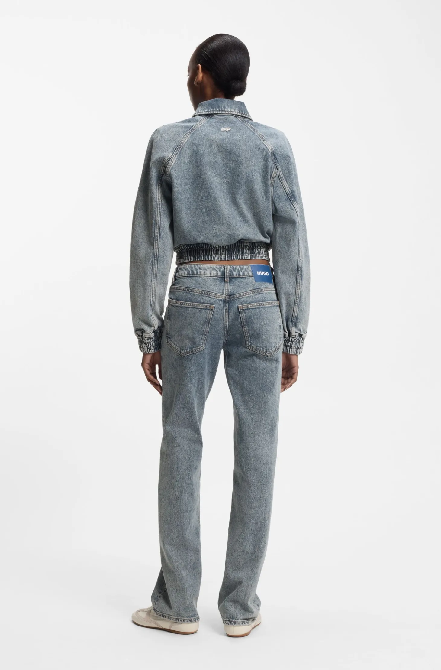 Boot-cut jeans in blue stretch denim