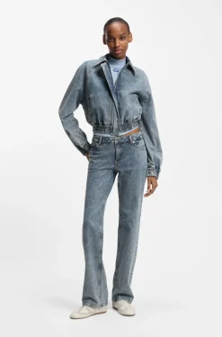 Boot-cut jeans in blue stretch denim