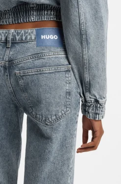 Boot-cut jeans in blue stretch denim