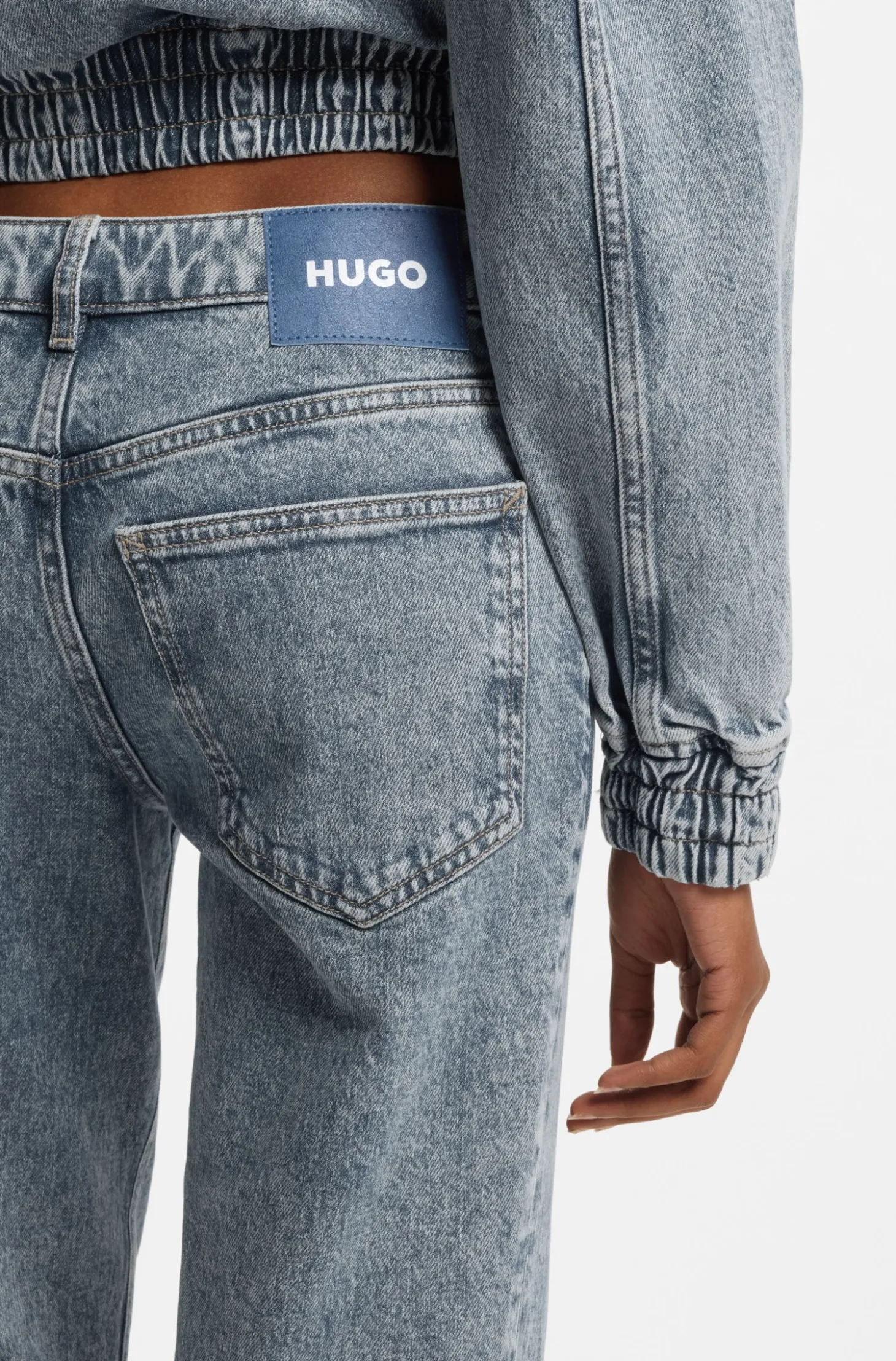 Boot-cut jeans in blue stretch denim