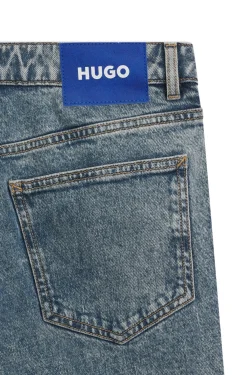 Boot-cut jeans in blue stretch denim