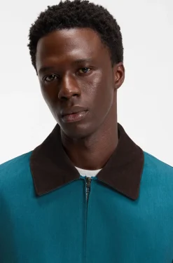 BOSS BY BECKHAM cotton jacket with contrast collar