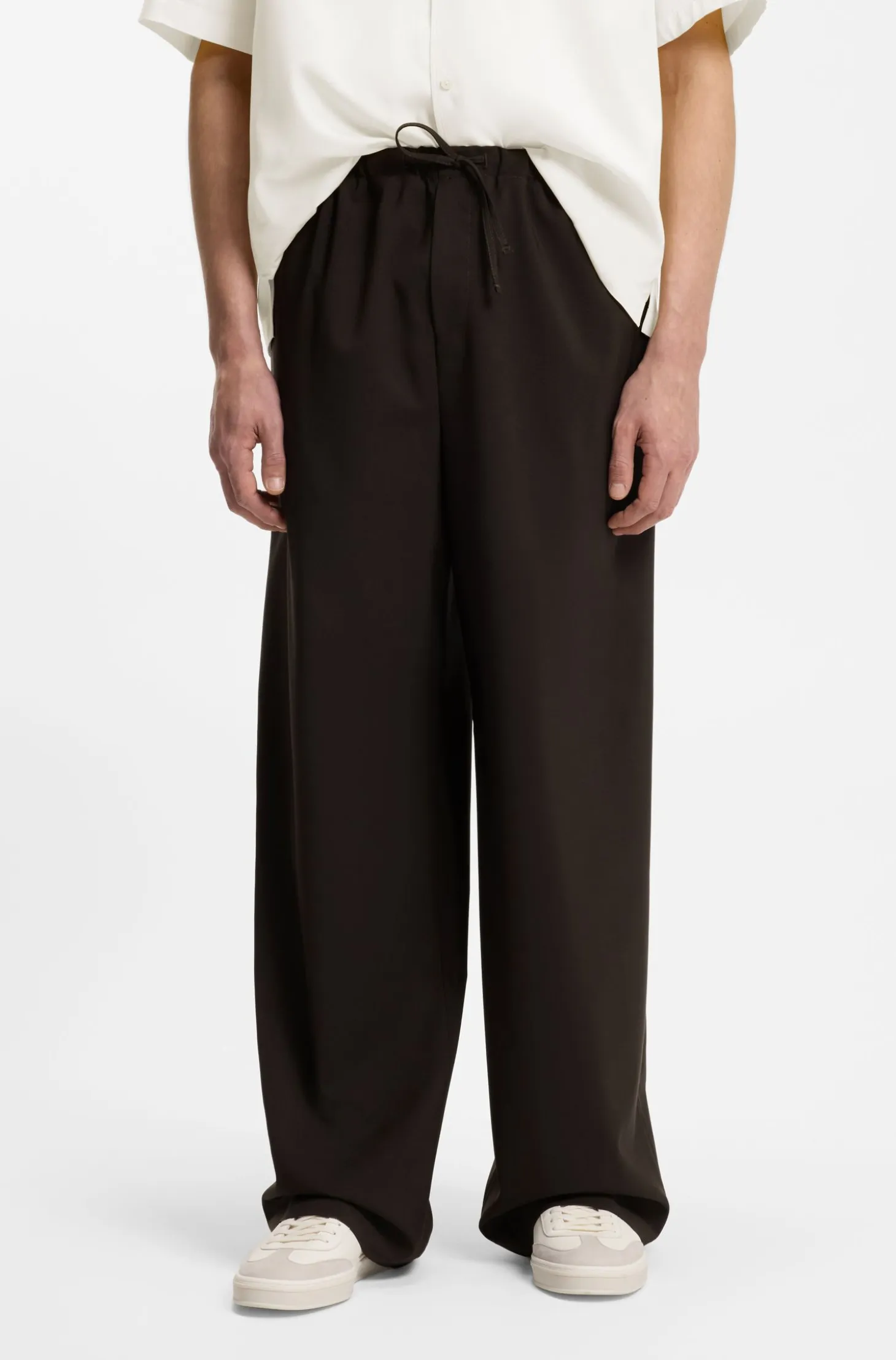 BOSS BY BECKHAM drawstring trousers in virgin wool