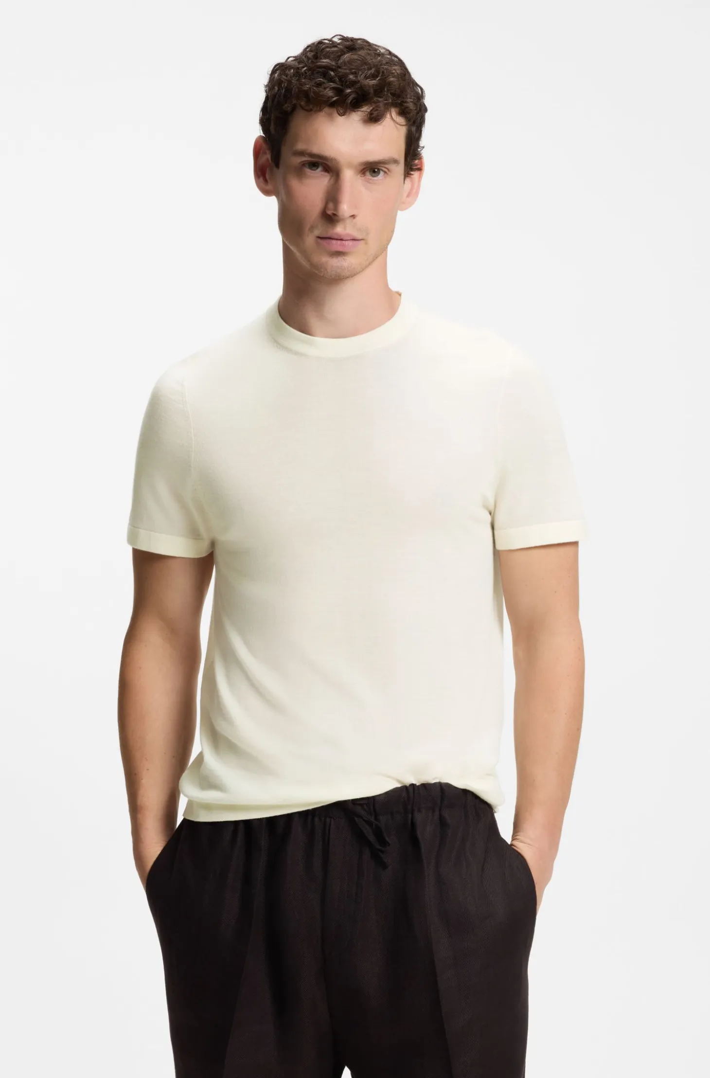 BOSS BY BECKHAM knit T-shirt in virgin wool
