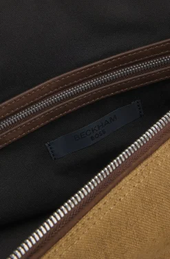 BOSS BY BECKHAM linen holdall with suede trims