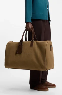 BOSS BY BECKHAM linen holdall with suede trims