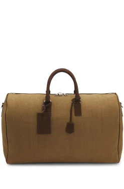BOSS BY BECKHAM linen holdall with suede trims