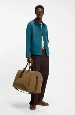 BOSS BY BECKHAM linen holdall with suede trims