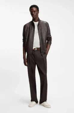 BOSS BY BECKHAM pleat-front trousers in cotton