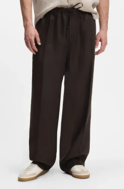 BOSS BY BECKHAM relaxed-fit linen trousers