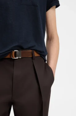 BOSS BY BECKHAM tape belt with nubuck trims