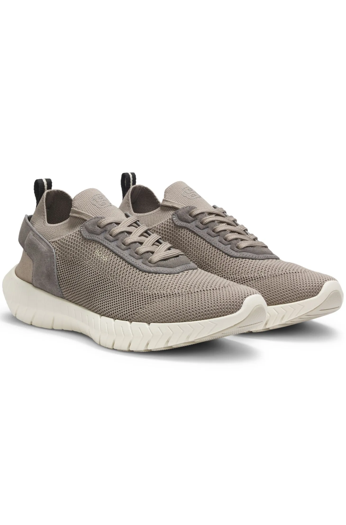 BOSS-MOTION trainers with knitted uppers and leather trims