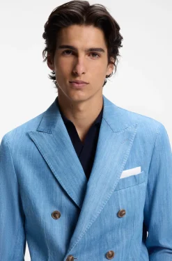 BOSS ONE Linen pocket square with contrast border
