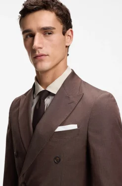 BOSS ONE Linen pocket square with contrast border