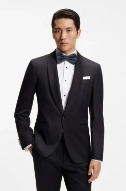 BOSS ONE Silk bow tie in micro-patterned jacquard