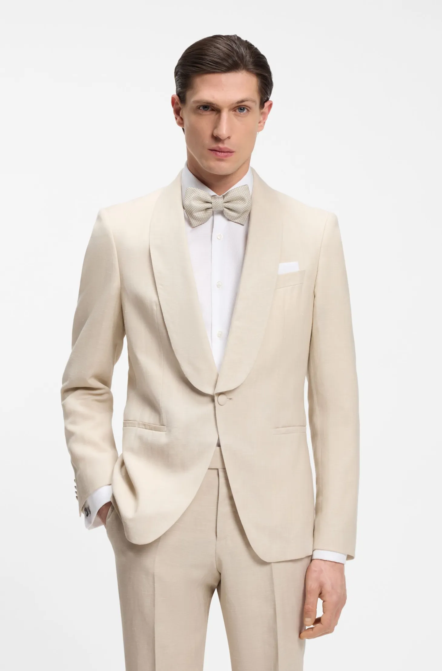 BOSS ONE Silk bow tie in micro-patterned jacquard