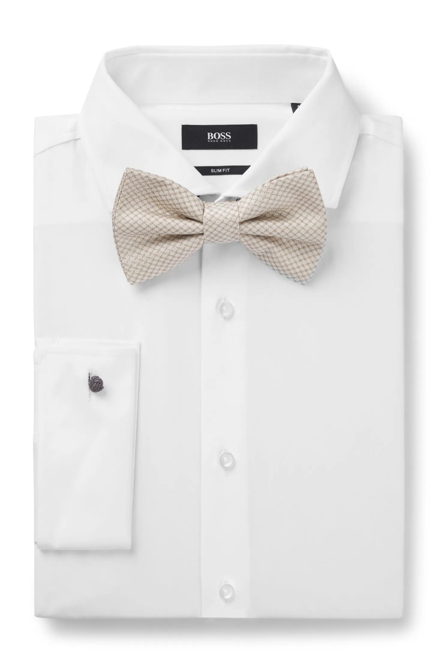 BOSS ONE Silk bow tie in micro-patterned jacquard