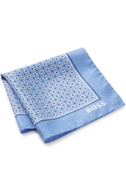 BOSS ONE Silk pocket square with digital print and logo