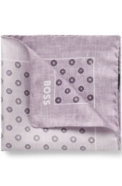 BOSS ONE Silk pocket square with digital print and logo