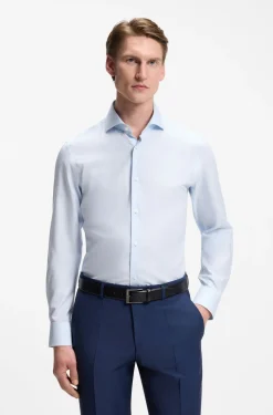 BOSS ONE Slim-fit shirt in a structured cotton blend