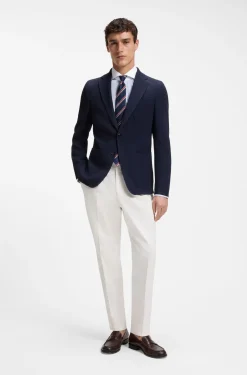 BOSS ONE Slim-fit shirt in striped cotton twill