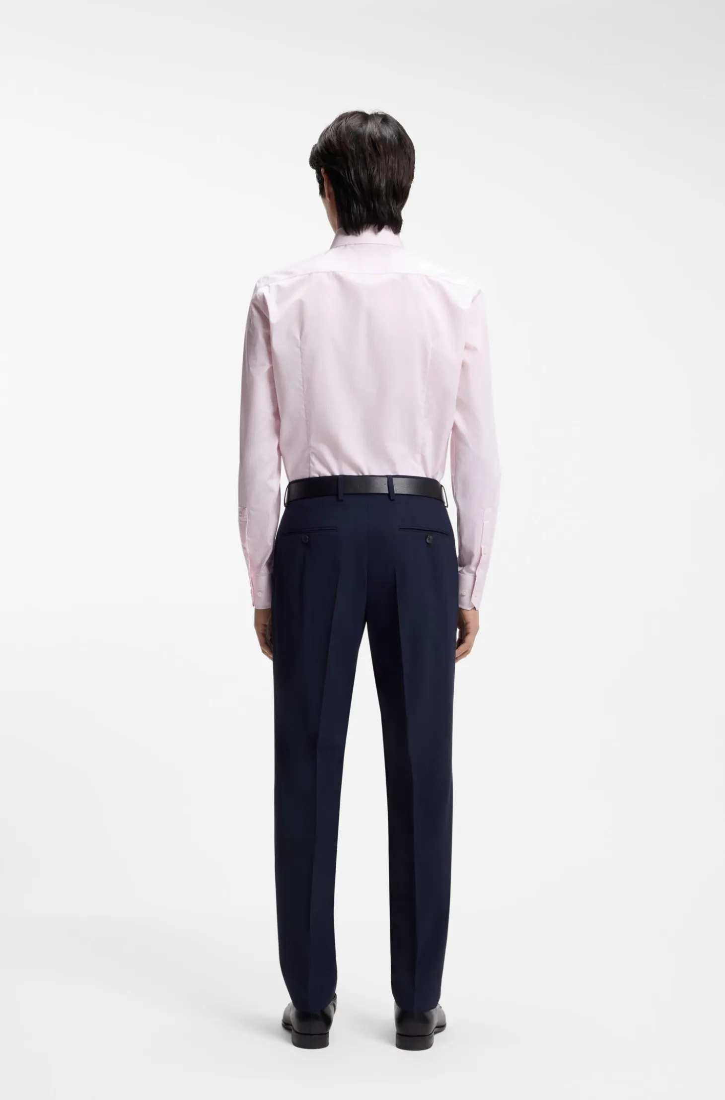 BOSS ONE Slim-fit shirt in striped cotton twill