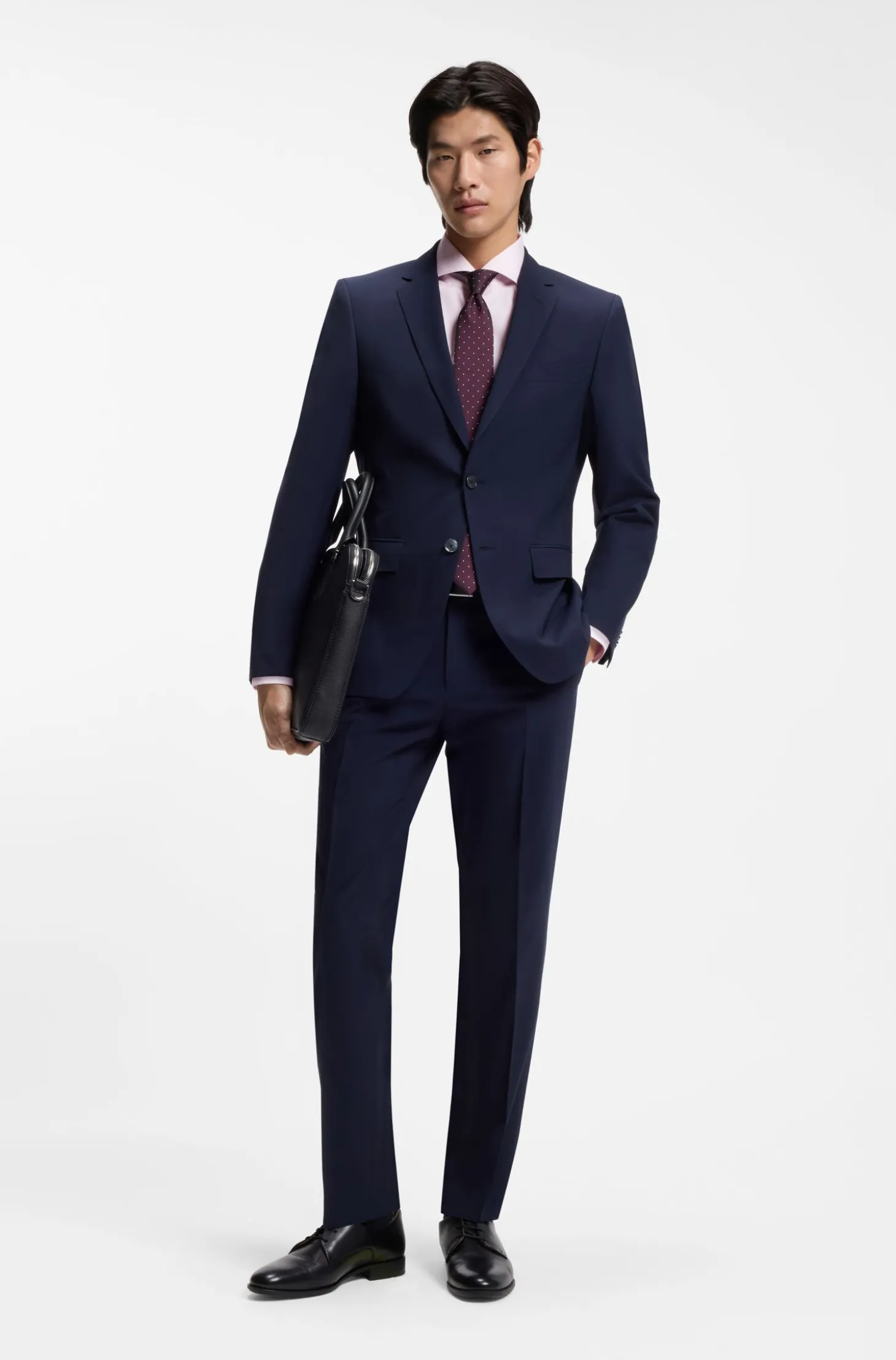 BOSS ONE Slim-fit shirt in striped cotton twill