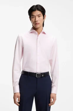 BOSS ONE Slim-fit shirt in striped cotton twill