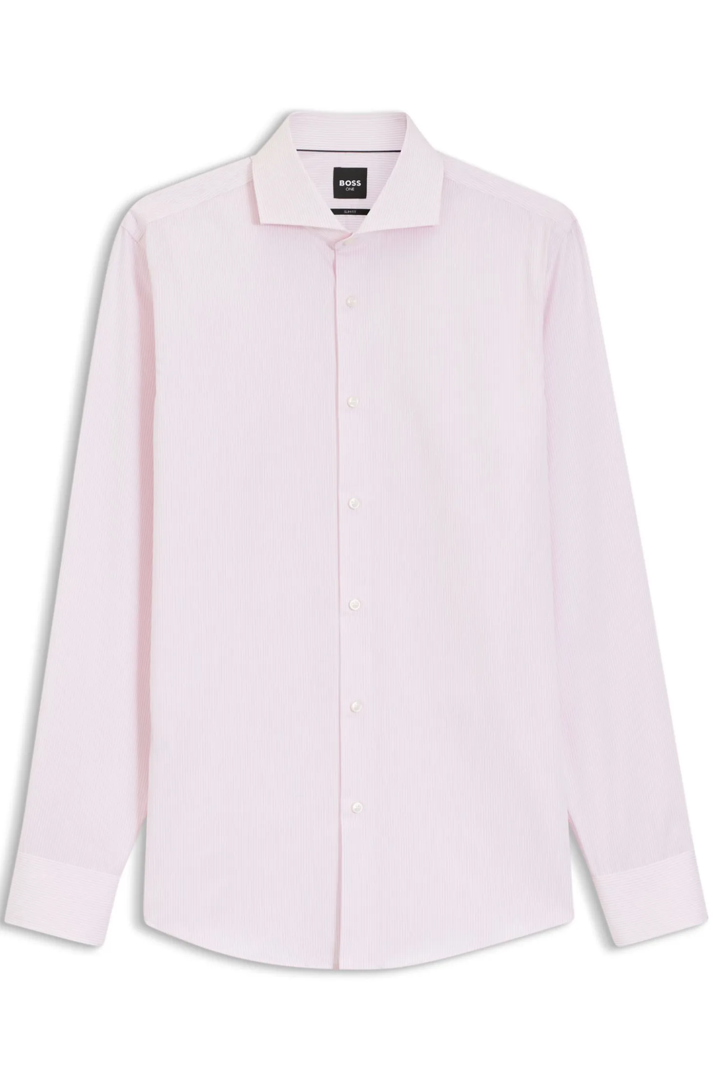 BOSS ONE Slim-fit shirt in striped cotton twill