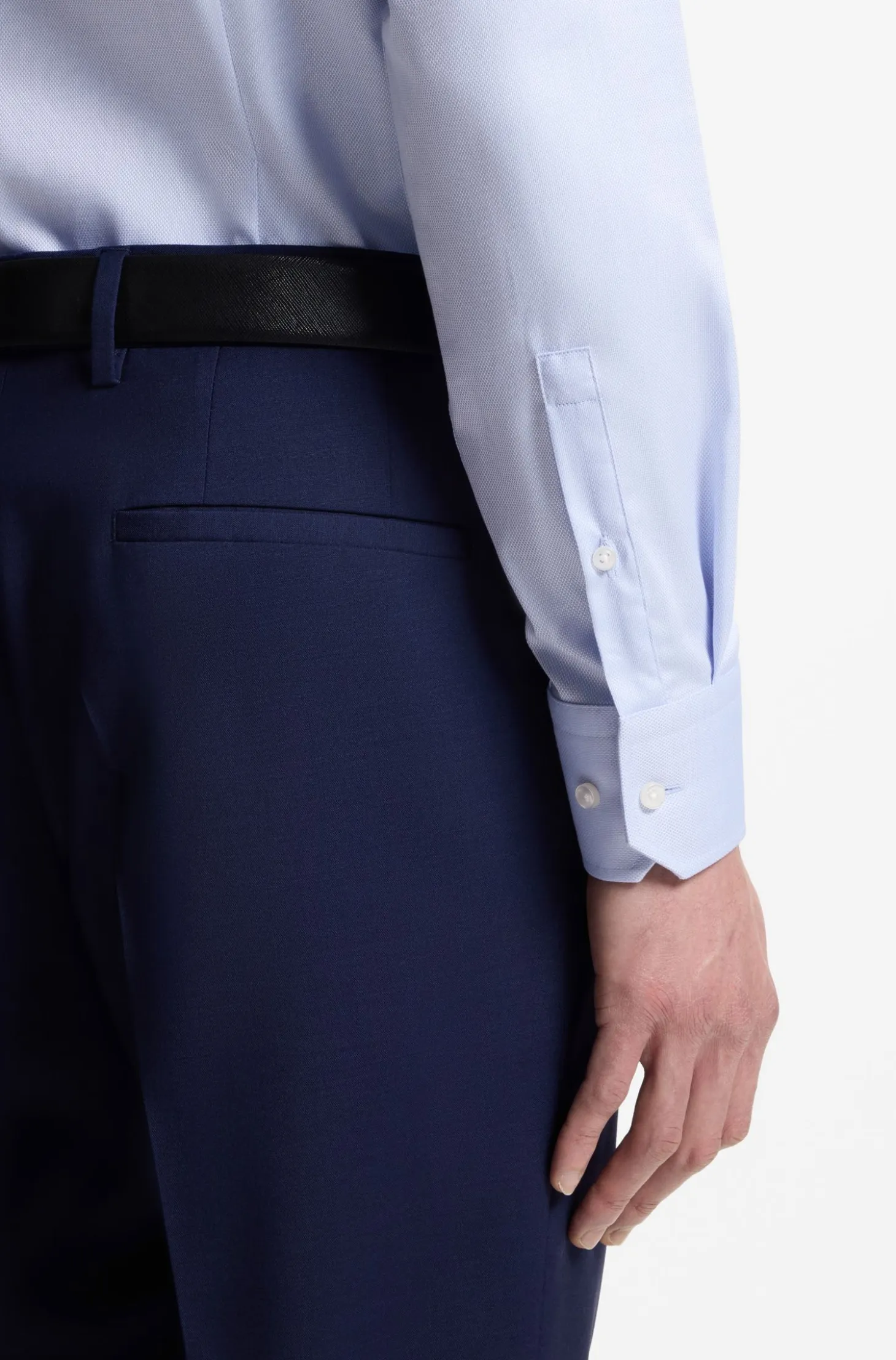 BOSS ONE Slim-fit shirt in wrinkle-resistant Oxford cotton