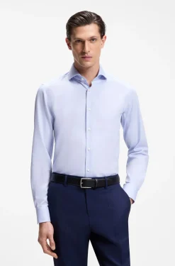 BOSS ONE Slim-fit shirt in wrinkle-resistant Oxford cotton