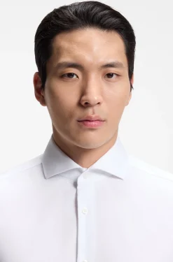BOSS ONE Slim-fit shirt in wrinkle-resistant Oxford cotton
