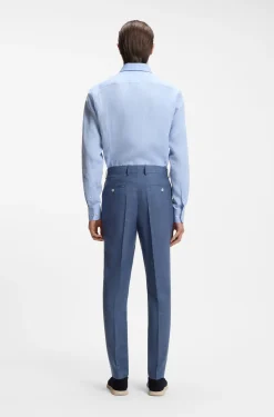 BOSS ONE Slim-fit suit trousers in wool, silk and linen