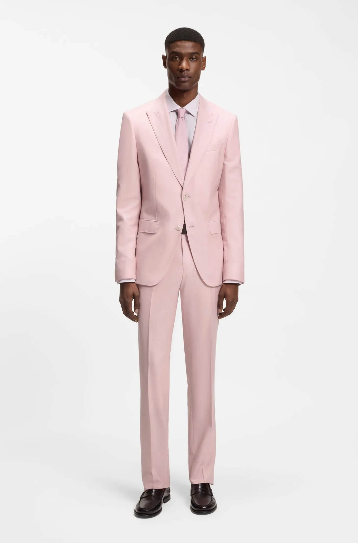 BOSS ONE Slim-fit suit trousers in wool, silk and linen