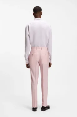 BOSS ONE Slim-fit suit trousers in wool, silk and linen