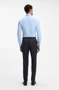BOSS ONE Slim-fit trousers in virgin-wool serge