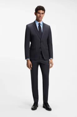 BOSS ONE Slim-fit trousers in virgin-wool serge