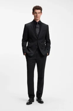 BOSS ONE Slim-fit trousers in virgin-wool serge