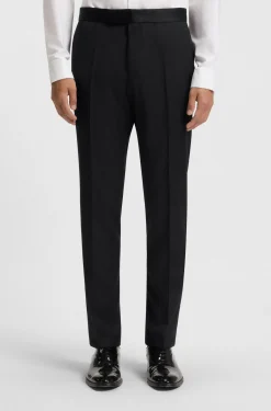 BOSS ONE Slim-fit tuxedo trousers in virgin-wool serge