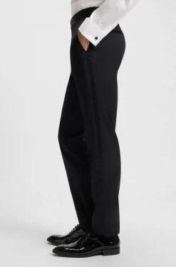 BOSS ONE Slim-fit tuxedo trousers in virgin-wool serge