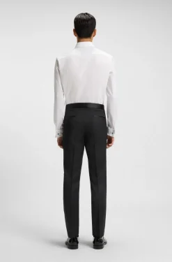 BOSS ONE Slim-fit tuxedo trousers in virgin-wool serge
