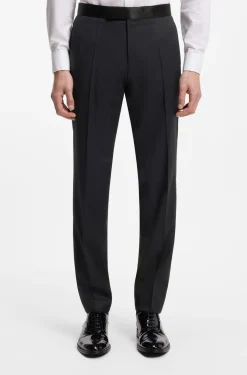 BOSS ONE Slim-fit tuxedo trousers in virgin-wool serge