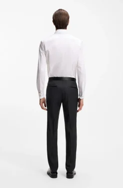 BOSS ONE Slim-fit tuxedo trousers in virgin-wool serge