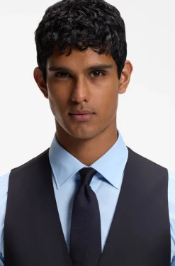 BOSS ONE Slim-fit waistcoat in virgin-wool serge