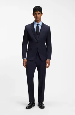 BOSS ONE Slim-fit waistcoat in virgin-wool serge